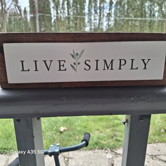 Live Simply Wooden Tabletop Sign With Rustic Design - Picture 4 of 6